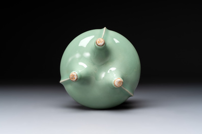 A Chinese Longquan celadon tripod censer, Southern Song