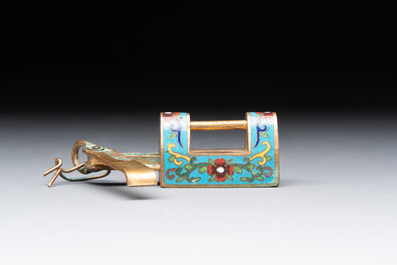 Seven various Chinese metal and cloisonn&eacute; locks, Qing