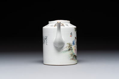 A large Chinese famille rose teapot and cover, signed Wei Yongsheng 魏庸生, dated 1941