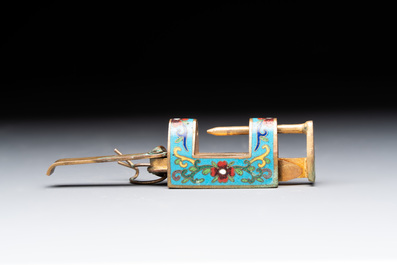 Seven various Chinese metal and cloisonn&eacute; locks, Qing