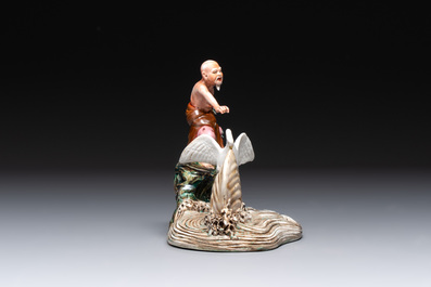 Two Chinese polychrome-glazed groups, Zeng Longsheng 曾龍升 marks, 20th C.