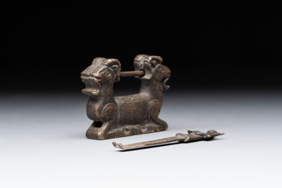Seven various Chinese metal and cloisonn&eacute; locks, Qing