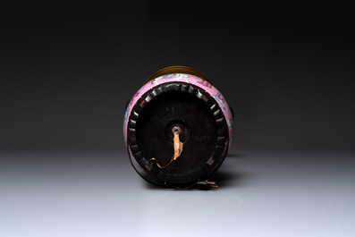 A Chinese famille rose double gourd 'Eight Immortals' vase mounted as a lamp, 19th C.