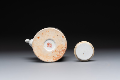 A large Chinese famille rose teapot and cover, signed Wei Yongsheng 魏庸生, dated 1941