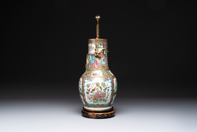 A pair of Chinese Canton famille rose plates, a vase and a shell-form dish, 19th C.