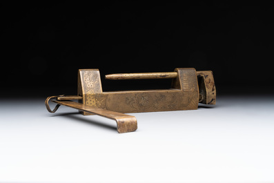 Seven various Chinese metal and cloisonn&eacute; locks, Qing