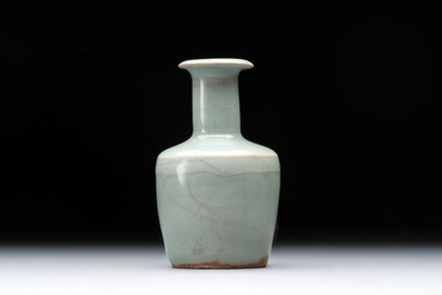 A small Chinese Longquan celadon mallet-shaped vase, Song/Yuan