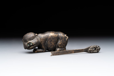 Seven various Chinese metal and cloisonn&eacute; locks, Qing