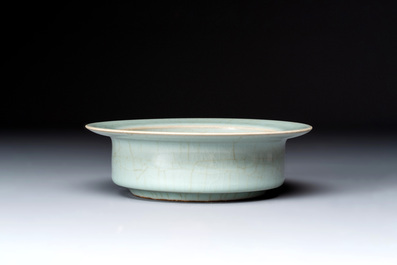 A Chinese Longquan celadon brush washer, Song or later