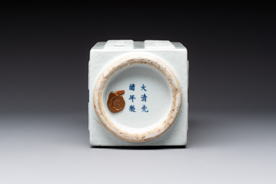 A Chinese white-glazed 'cong' vase, Guangxu mark and of the period