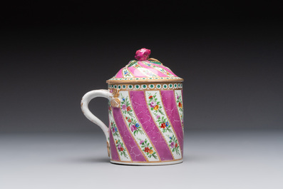 A polychrome gilt Meissen porcelain mug and cover for the Ottoman market, Germany, ca. 1780-1800