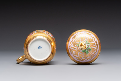 A polychrome gilt Royal Vienna porcelain 'Cherbetlik' pot and cover for the Ottoman market, 18/19th C.