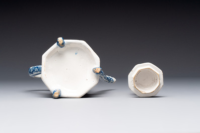 A rare blue and white Dutch Delft coffeepot, early 18th C.