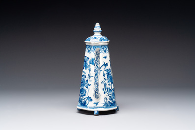A rare blue and white Dutch Delft coffeepot, early 18th C.