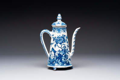 A rare blue and white Dutch Delft coffeepot, early 18th C.