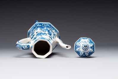 A rare blue and white Dutch Delft coffeepot, early 18th C.