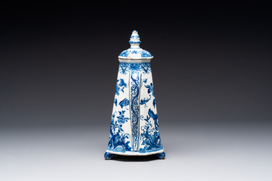 A rare blue and white Dutch Delft coffeepot, early 18th C.