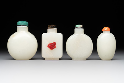 Seven Chinese white and celadon jade snuff bottles, 19th C.