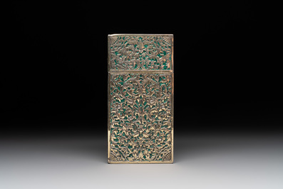 A Thai green-enamelled gilt silver box and cover, Ngern Lai 紋銀 and Yu Yuan 匯源 mark, Bangkok, 19/20th C.