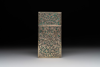 A Thai green-enamelled gilt silver box and cover, Ngern Lai 紋銀 and Yu Yuan 匯源 mark, Bangkok, 19/20th C.