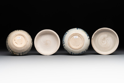 A collection of seven Annamese or Vietnamese blue, white and polychrome wares, 16/17th C.