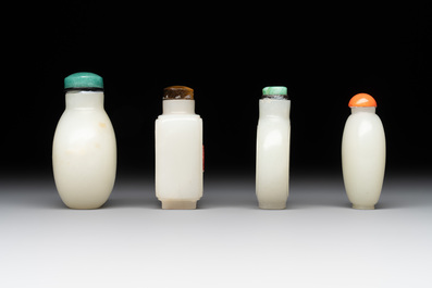Seven Chinese white and celadon jade snuff bottles, 19th C.