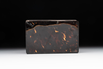 A tortoiseshell cigarette case, a card holder and a casket, 19/20th C.