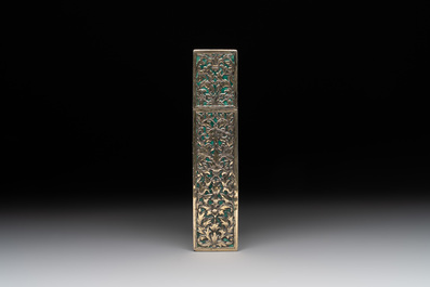 A Thai green-enamelled gilt silver box and cover, Ngern Lai 紋銀 and Yu Yuan 匯源 mark, Bangkok, 19/20th C.