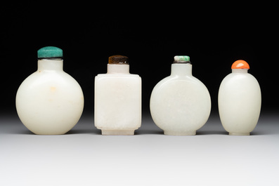 Seven Chinese white and celadon jade snuff bottles, 19th C.