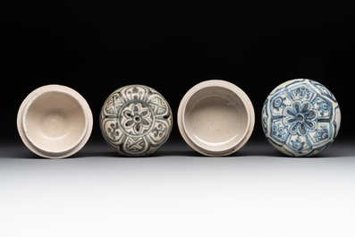 A collection of seven Annamese or Vietnamese blue, white and polychrome wares, 16/17th C.