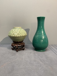 Four Chinese monochrome wares, Yongzheng mark, 19/20th C.