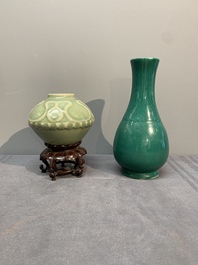 Four Chinese monochrome wares, Yongzheng mark, 19/20th C.