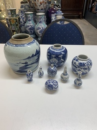 Nine Chinese blue and white wares, Kangxi and later