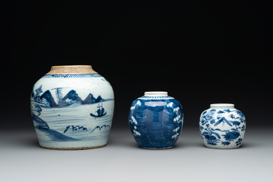 Nine Chinese blue and white wares, Kangxi and later