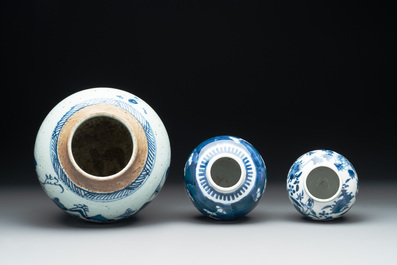Nine Chinese blue and white wares, Kangxi and later