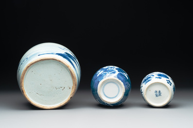 Nine Chinese blue and white wares, Kangxi and later