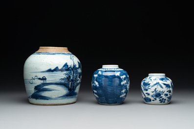 Nine Chinese blue and white wares, Kangxi and later