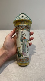 Two Chinese famille rose vases and a wall pocket vase, 19/20th C.