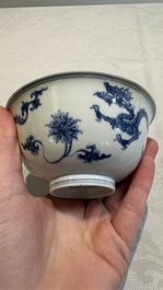 A Chinese blue and white 'dragon' bowl, Chenghua mark, Kangxi/Yongzheng