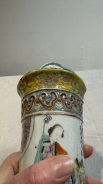 Two Chinese famille rose vases and a wall pocket vase, 19/20th C.