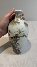 Two Chinese famille rose vases and a wall pocket vase, 19/20th C.