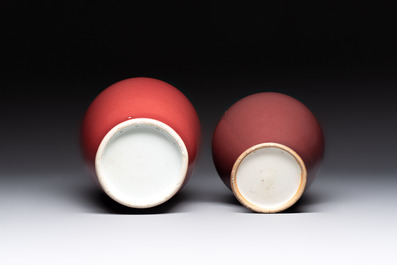 Two Chinese copper-red-glazed vases, 18th C.