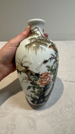 Two Chinese famille rose vases and a wall pocket vase, 19/20th C.