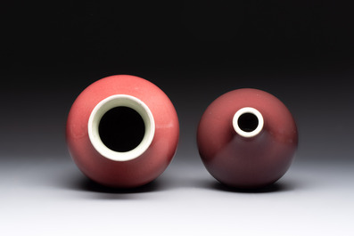 Two Chinese copper-red-glazed vases, 18th C.