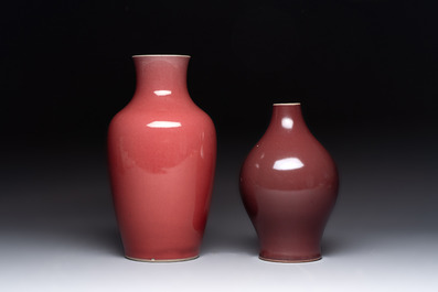 Two Chinese copper-red-glazed vases, 18th C.
