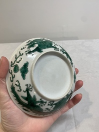 A Chinese green-enamelled 'dragon' plate, 19th C.