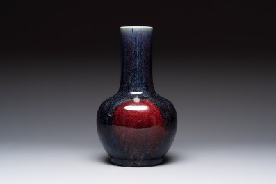 A Chinese flamb&eacute;-glazed bottle vase, 19th C.