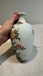 Two Chinese famille rose vases and a wall pocket vase, 19/20th C.