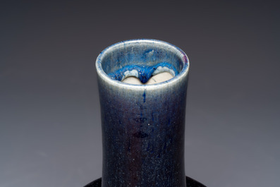 A Chinese flamb&eacute;-glazed bottle vase, 19th C.