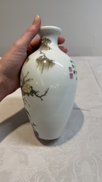 Two Chinese famille rose vases and a wall pocket vase, 19/20th C.